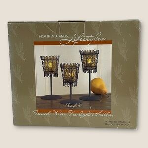 Home Accents Lifestyles French Wire Tealight Candle Holders - Set of 3 (6-7 in.)